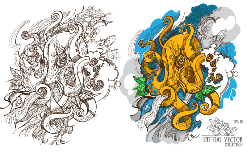 800x533 Octopus Tattoo Sketch - Octopus Tattoo Drawing