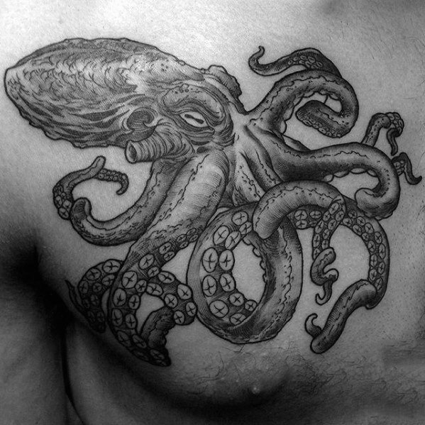 599x599 Octopus Chest Tattoo Designs For Men - Octopus Tattoo Drawing