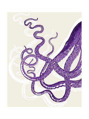 338x450 octopus tentacles purple and white art print - Octopus Tentacles Drawing