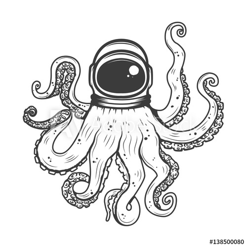 500x500 astronaut helmet with octopus tentacles design element for t - Octopus Tentacles Drawing