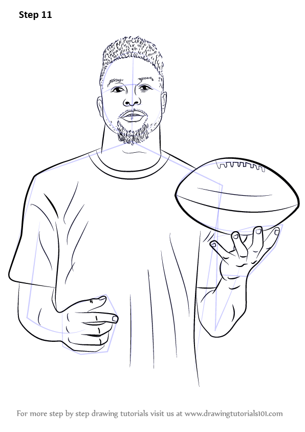 596x843 learn how to draw odell beckham jr - Odell Beckham Jr Catch Drawing