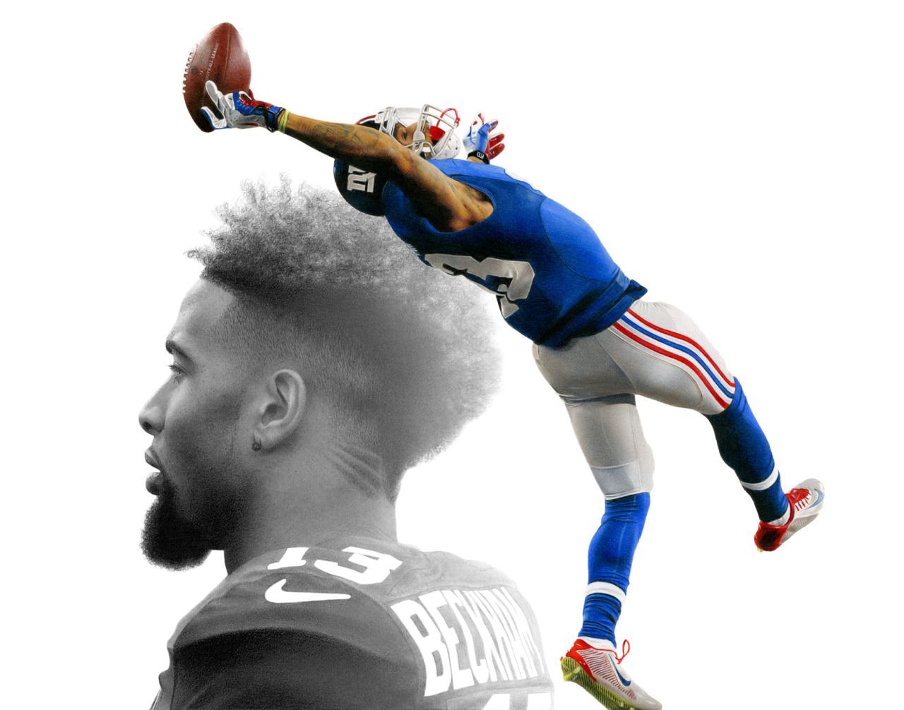 1280x1006 colored pencil and graphite drawing of odell beckham jr - Odell Beckham Jr Catch Drawing