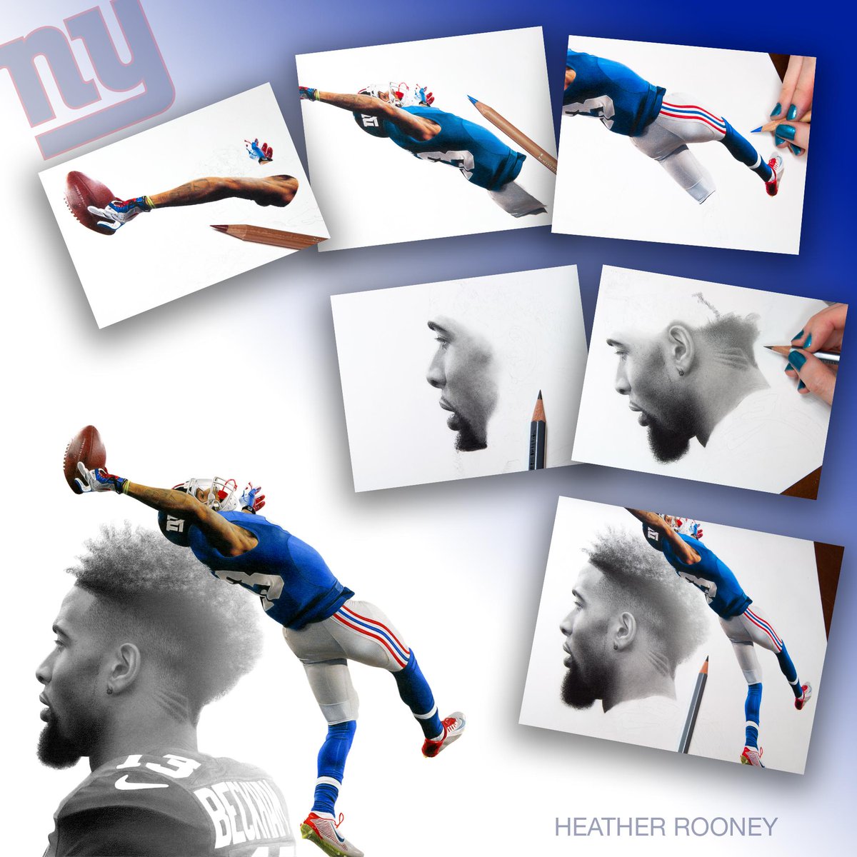 1200x1200 Heather Rooney On Twitter Drawing Odell Beckham Jr - Odell Beckham Jr Drawing Step By Step