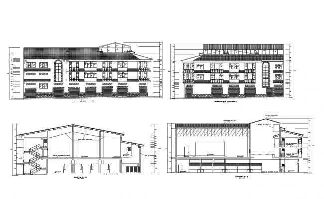 650x400 drawing of the office building with detail dimension in autocad - Office Building Drawing