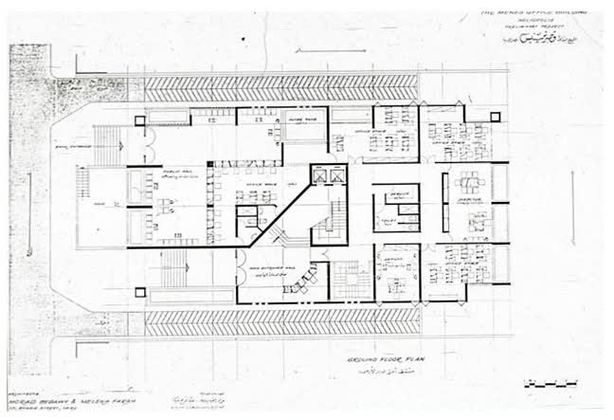 614x420 menes office building bampw drawing, ground floor plan archnet - Office Building Drawing