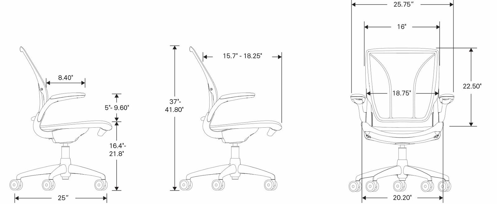 1600x658 mesh desk chair diffrient world ergonomic chair humanscale - Office Chair Drawing