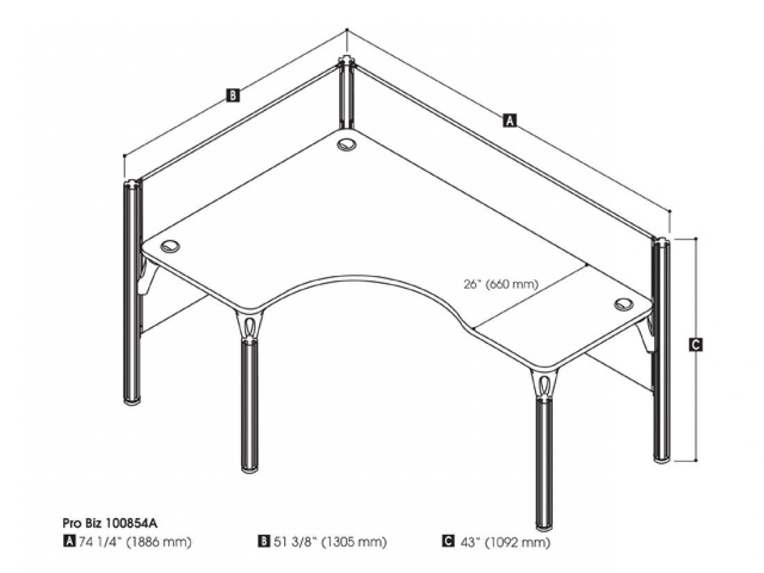 1100x825 left l shaped single office cubicle bestar - Office Cubicle Drawing