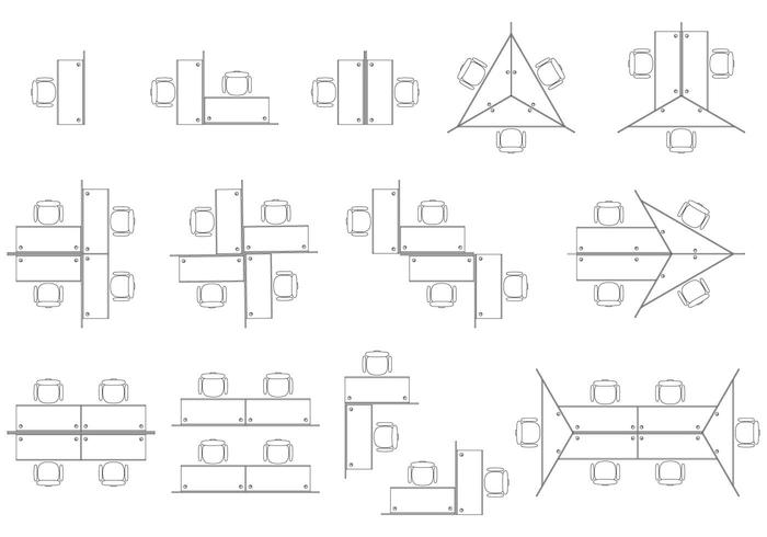 700x490 office cubicles vectors - Office Cubicle Drawing