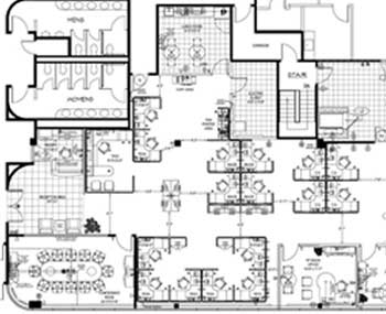350x285 office design layout drawings establish work space and work flow - Office Cubicle Drawing