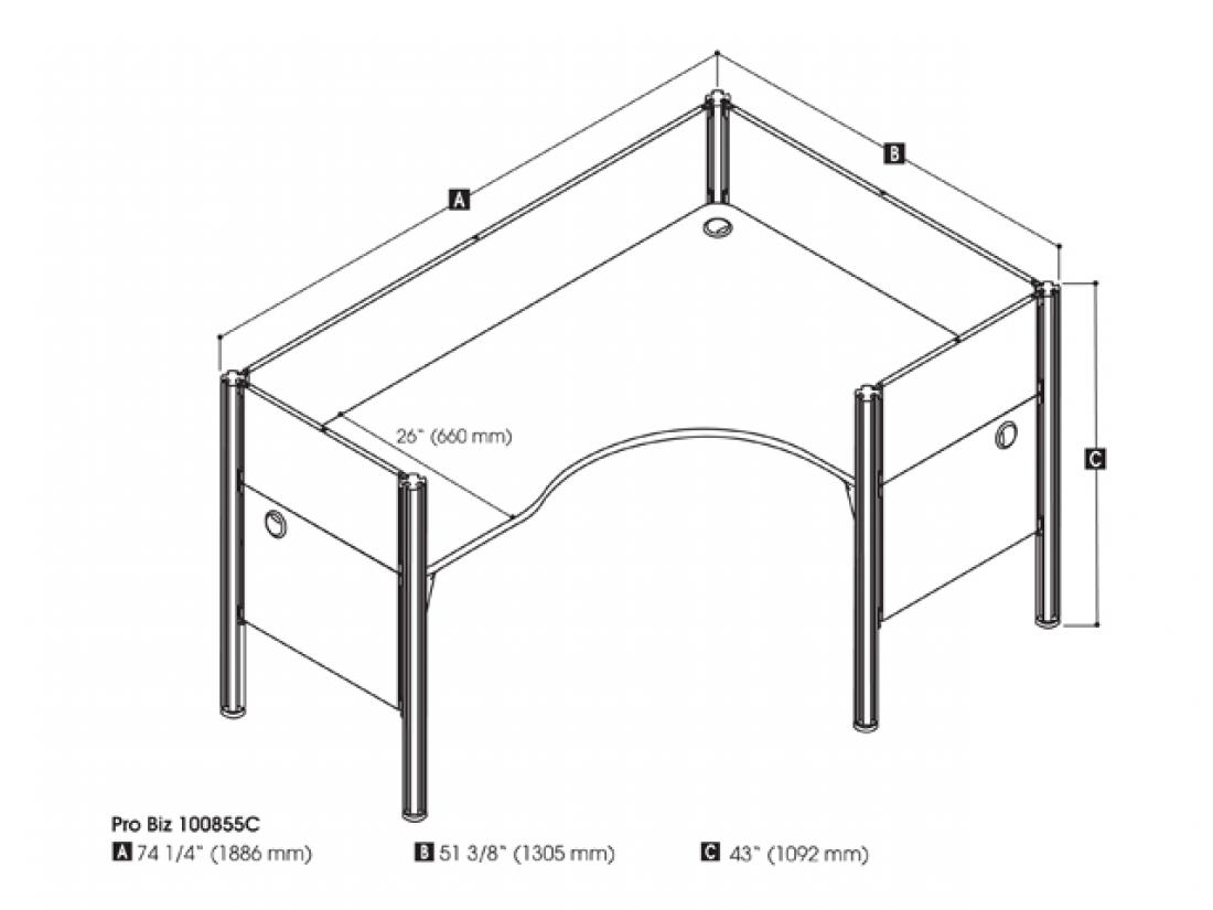 1100x825 right l shaped single office cubicle bestar - Office Cubicle Drawing