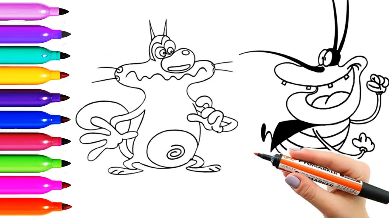 1280x720 oggy and cockroaches drawing coloring pages for kids draw - Oggy And The Cockroaches Drawing