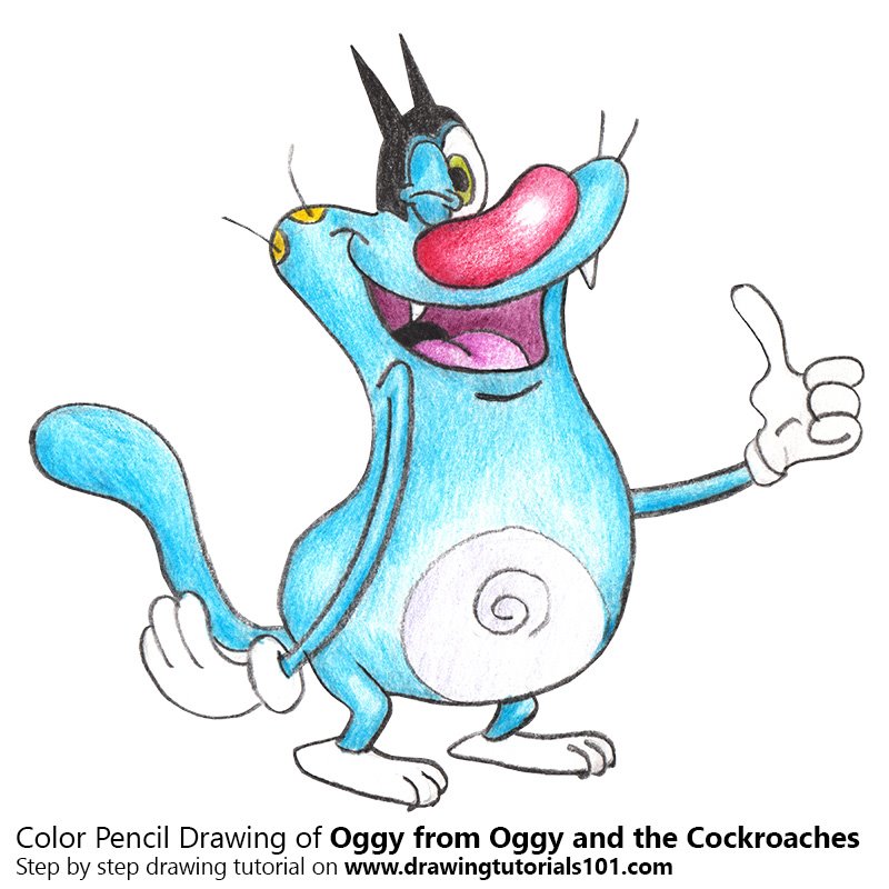 800x800 oggy from oggy and the cockroaches colored pencils - Oggy And The Cockroaches Drawing