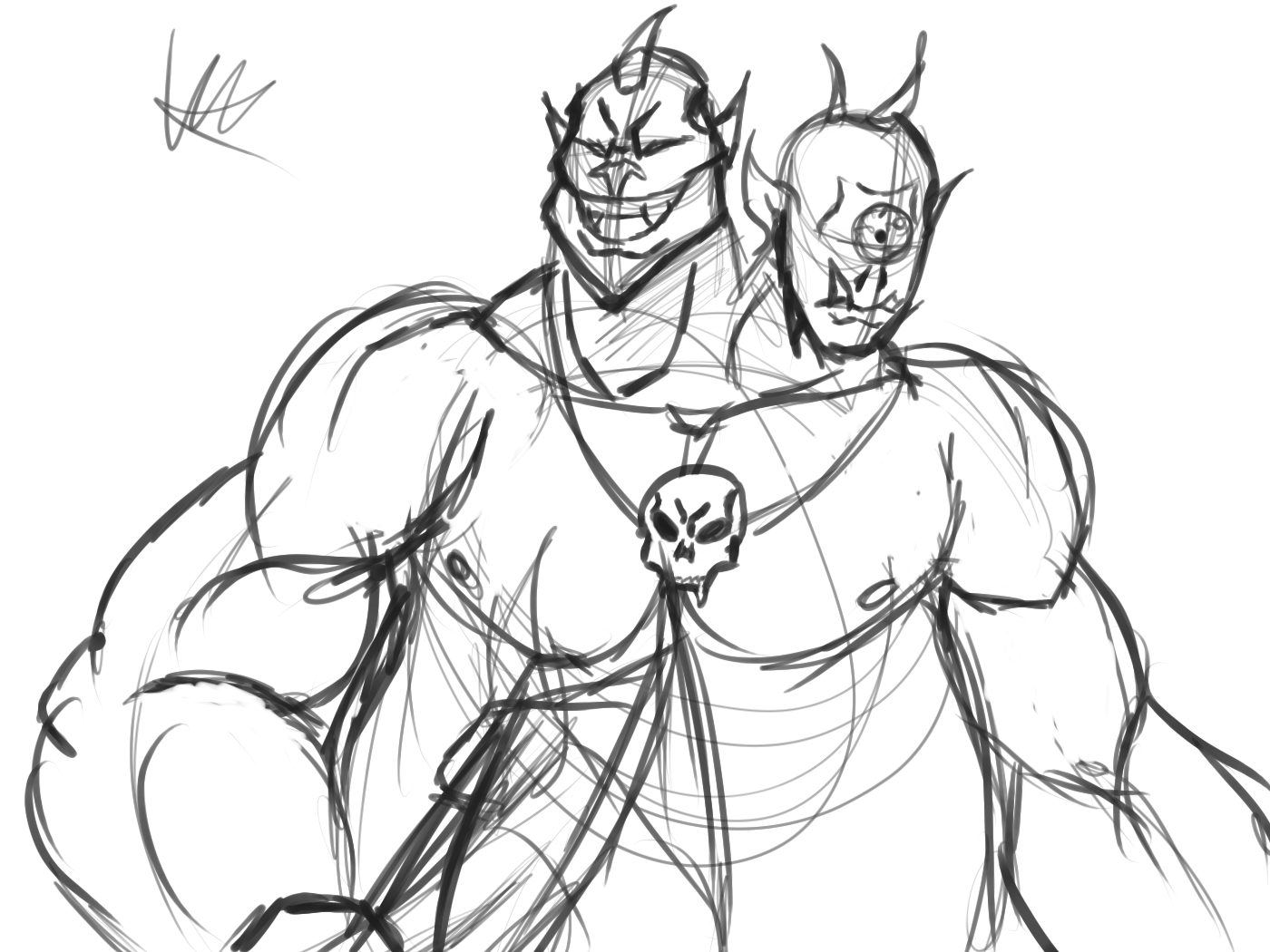 1400x1050 Two Headed Ogre - Ogre Drawing