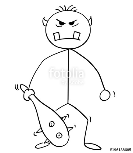 436x500 cartoon stick man drawing illustration of ogre, giant or troll - Ogre Drawing