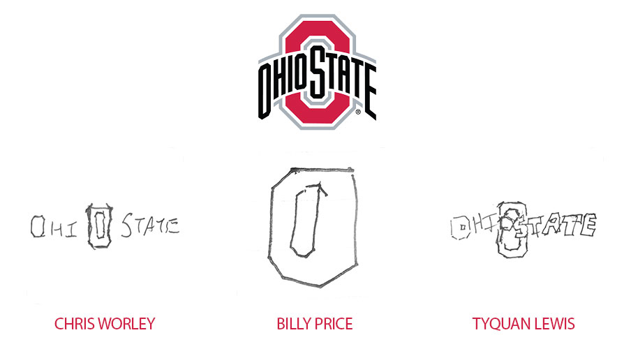 904x490 players attempt to draw their team's logo - Ohio State Drawing