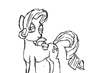 300x250 white pony carries oil can wielding dolphin drawing - Oil Can Drawing