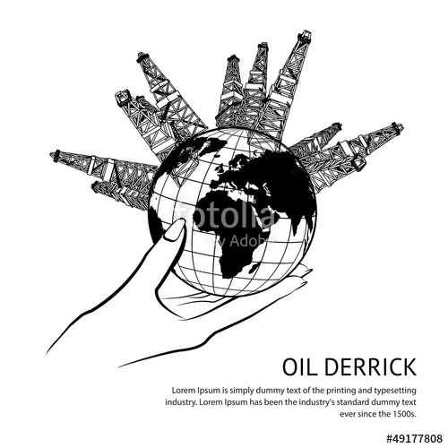 500x500 oil rig in hand stock image and royalty free vector - Oil Derrick Drawing