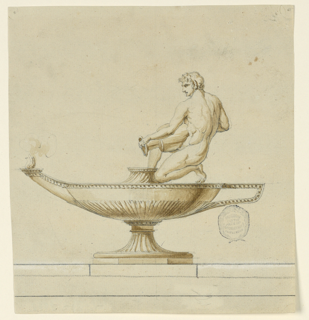 987x1024 drawing, design for an oil l ca objects collection - Oil Lamp Drawing
