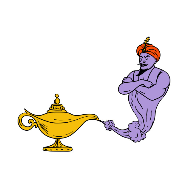 630x630 genie coming out of golden oil lamp drawing color - Oil Lamp Drawing