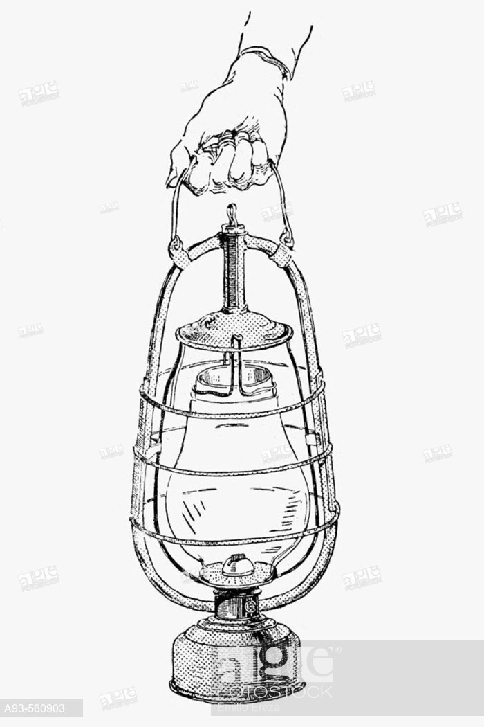 700x1050 oil l antique drawing, ca stock photo, picture - Oil Lamp Drawing
