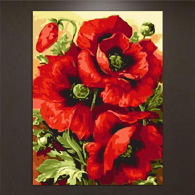 640x640 diy poppy flower oil painting - Oil Painting Drawing