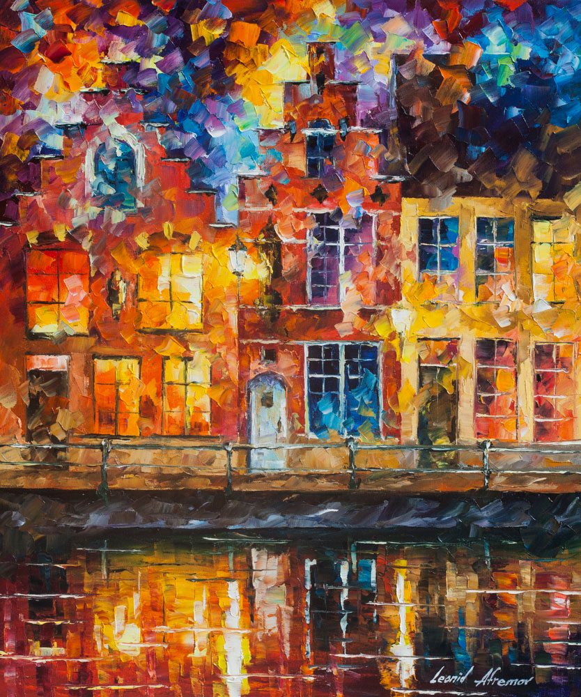 834x1000 drawing the town palette knife oil painting on canvas - Oil Painting Drawing