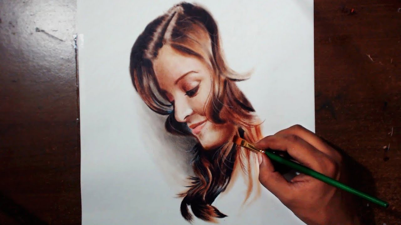 1280x720 Drawing Aishwarya Rai - Oil Painting Drawing