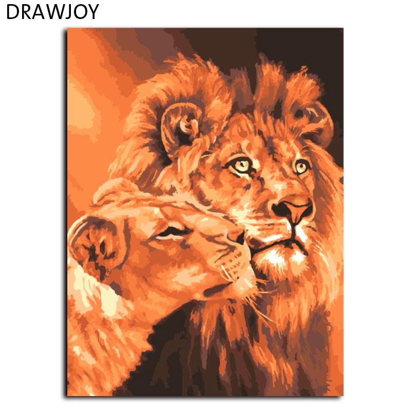 800x800 frameless lion kings diy oil painting - Oil Painting Drawing