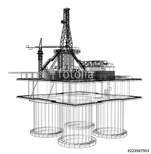490x500 offshore oil rig drilling platform concept stock image - Oil Rig Drawing
