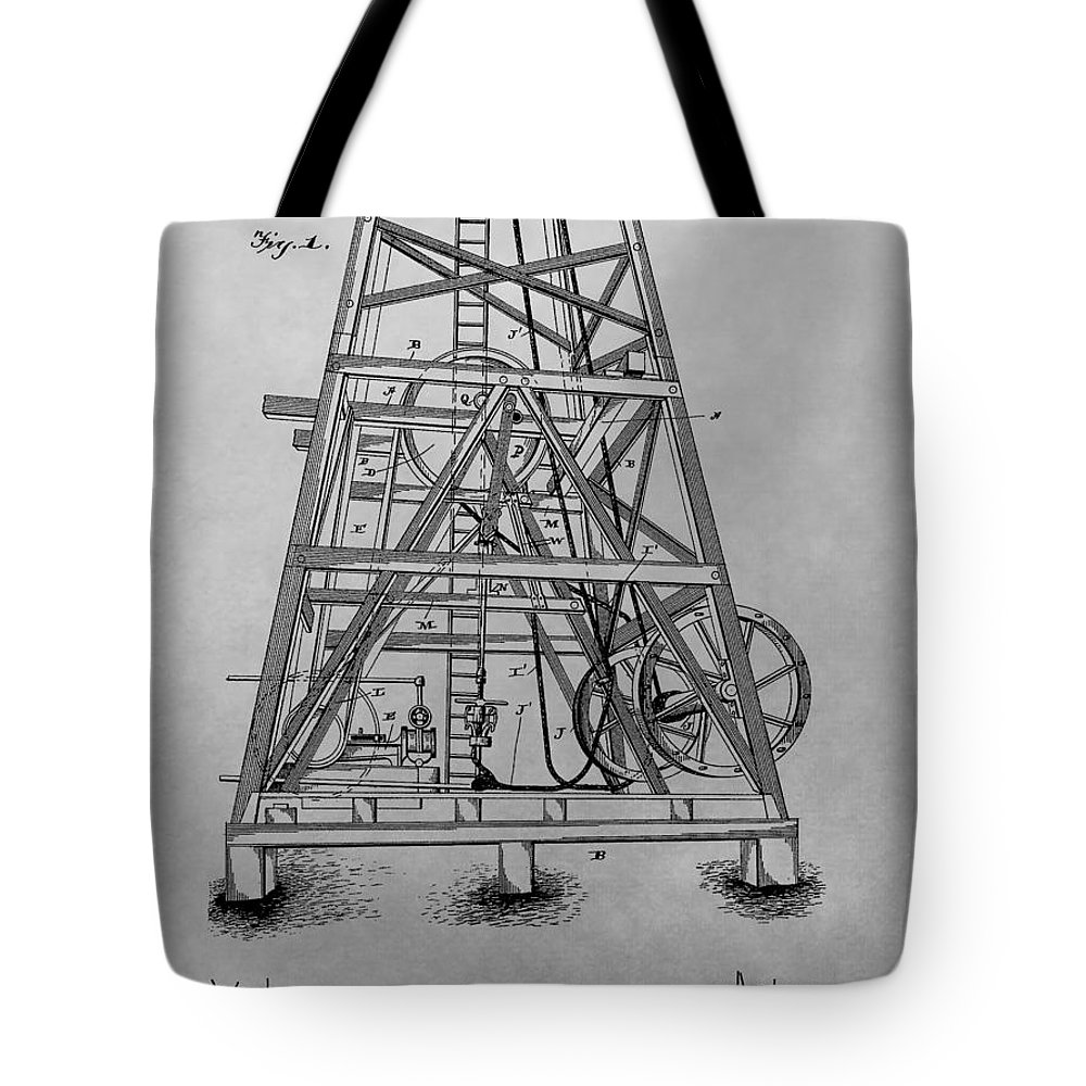 1000x1000 oil rig patent drawing tote bag for sale - Oil Rig Drawing