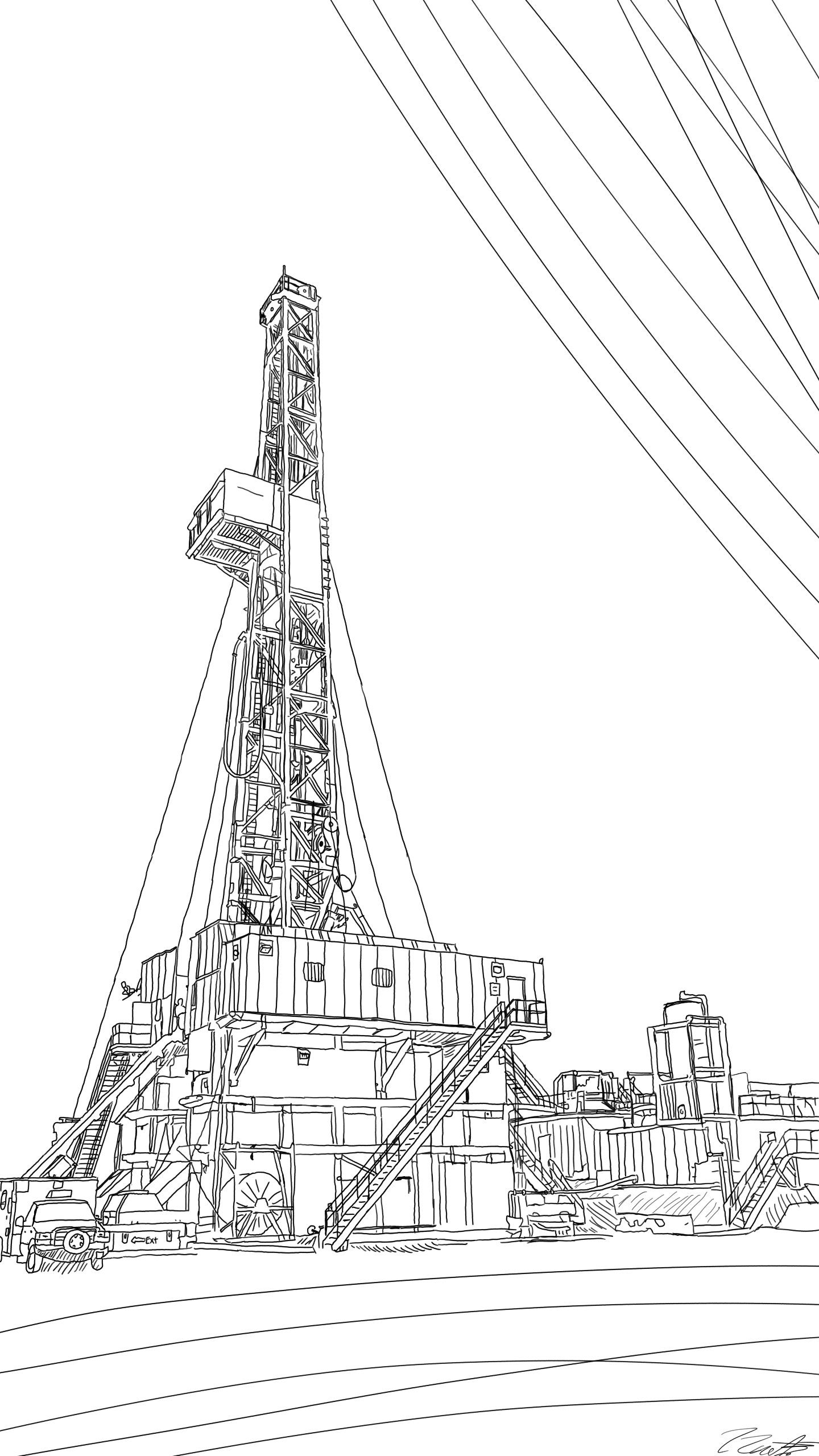 Oil Rig Drawing at Explore collection of Oil Rig