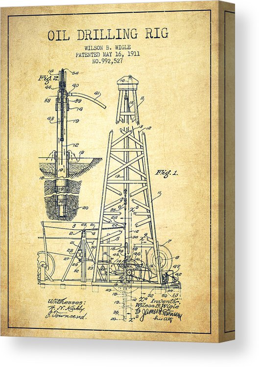 529x750 vintage oil drilling rig patent from canvas print canvas - Oil Rig Drawing
