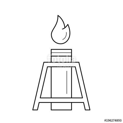500x500 Oil Well With Flames Vector Line Icon Isolated On White Background - Oil Well Drawing