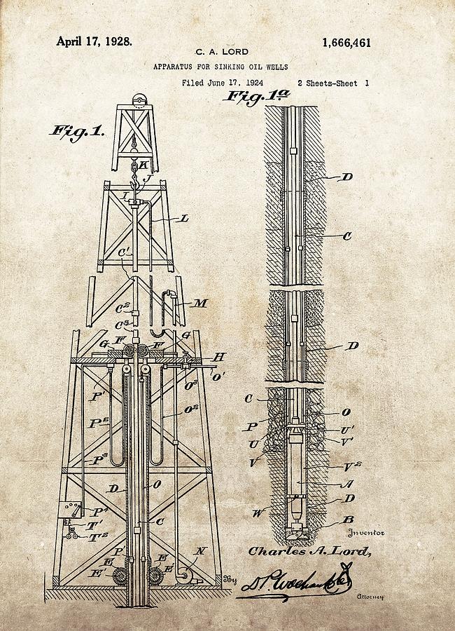 650x900 Oil Well Patent Drawing - Oil Well Drawing