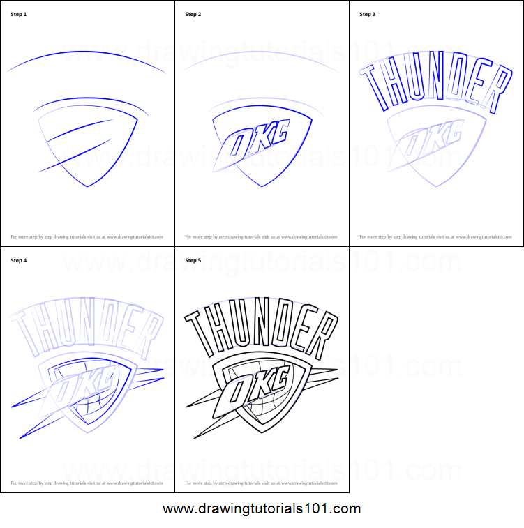 751x757 how to draw oklahoma city thunder logo printable step - Oklahoma Drawing