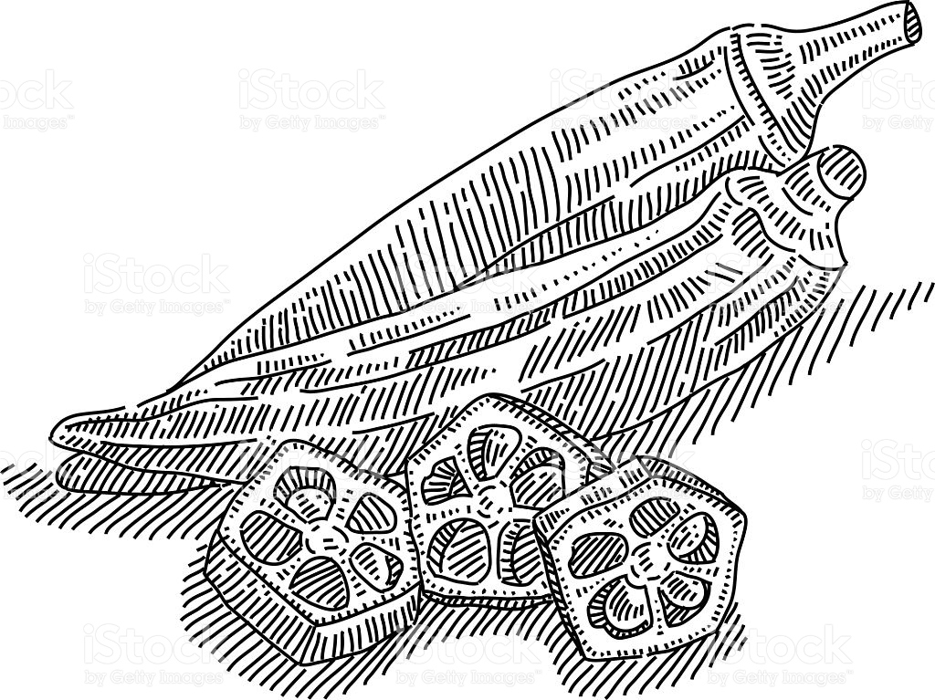 1024x767 Okra Clipart Black And White Great Free Clipart, Silhouette - Okra Drawing