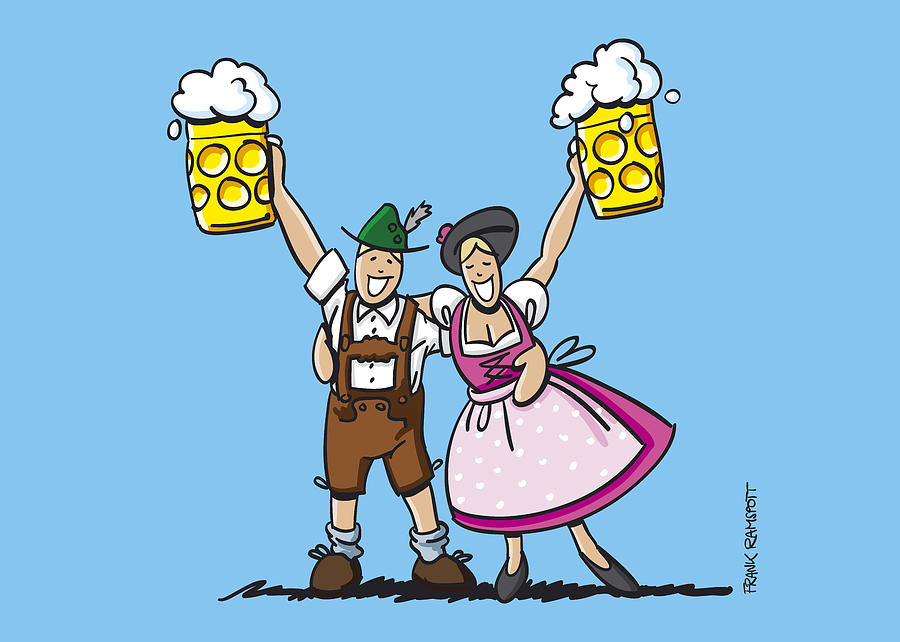 900x642 happy oktoberfest couple beer digital art - Oktoberfest Drawing