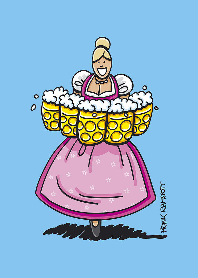 642x900 oktoberfest beer waitress dirndl drawing - Oktoberfest Drawing