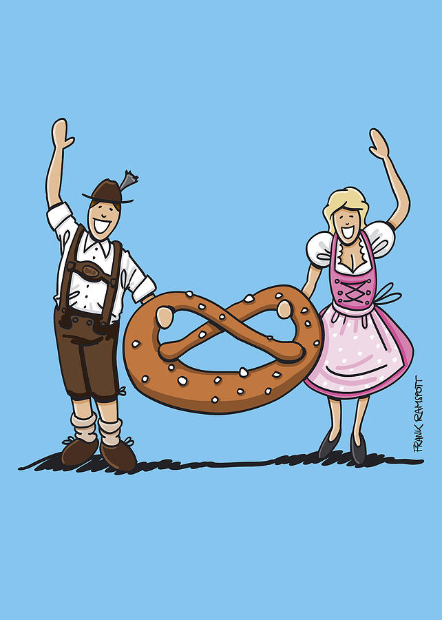 642x900 oktoberfest couple with large pretzel digital art - Oktoberfest Drawing