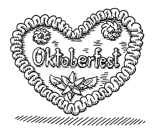 502x439 oktoberfest gingerbread heart drawing stock vector - Oktoberfest Drawing
