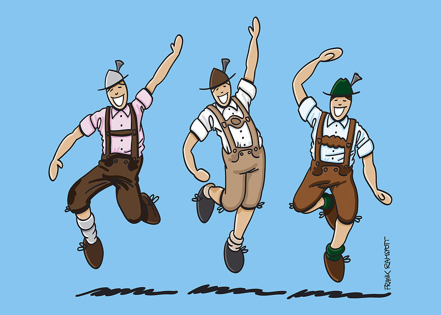 900x642 three dancing oktoberfest lederhosen men drawing - Oktoberfest Drawing