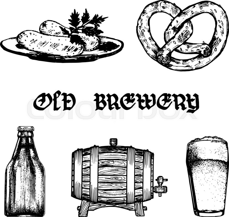 800x758 vector set of vintage old brewery stock vector colourbox - Oktoberfest Drawing