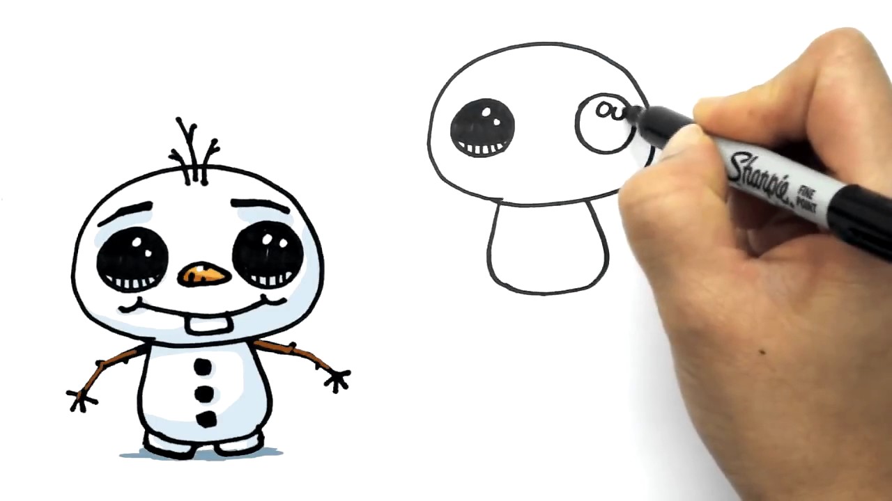 1280x720 how to draw olaf cute step - Olaf Cartoon Drawing