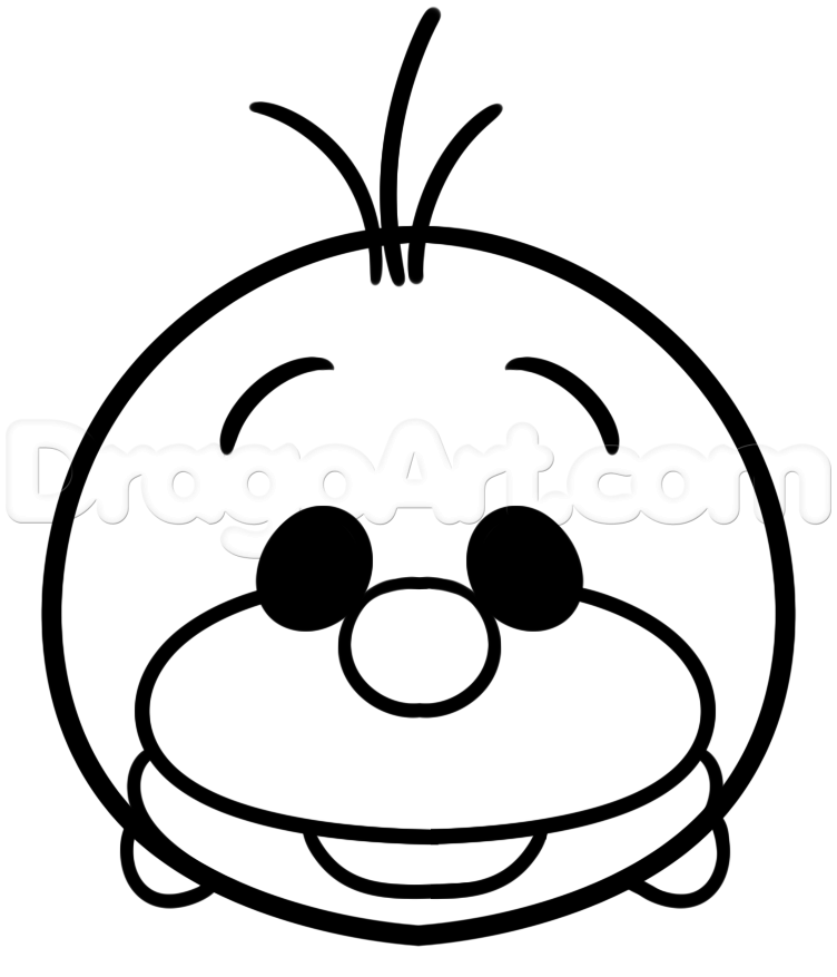 752x877 how to draw tsum olaf, step - Olaf Cartoon Drawing