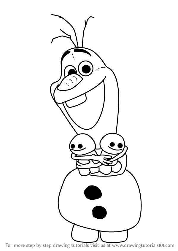 600x846 learn how to draw olaf from frozen fever - Olaf Cartoon Drawing
