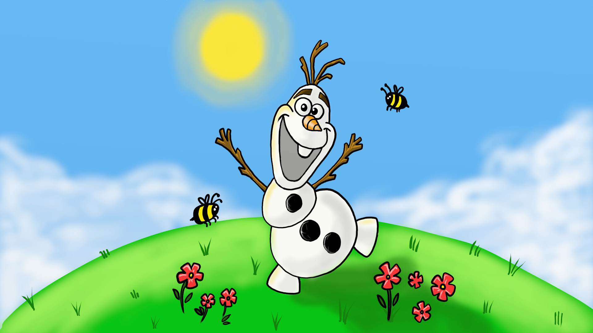 1920x1080 Daily Cartoon Drawings - Olaf Cartoon Drawing