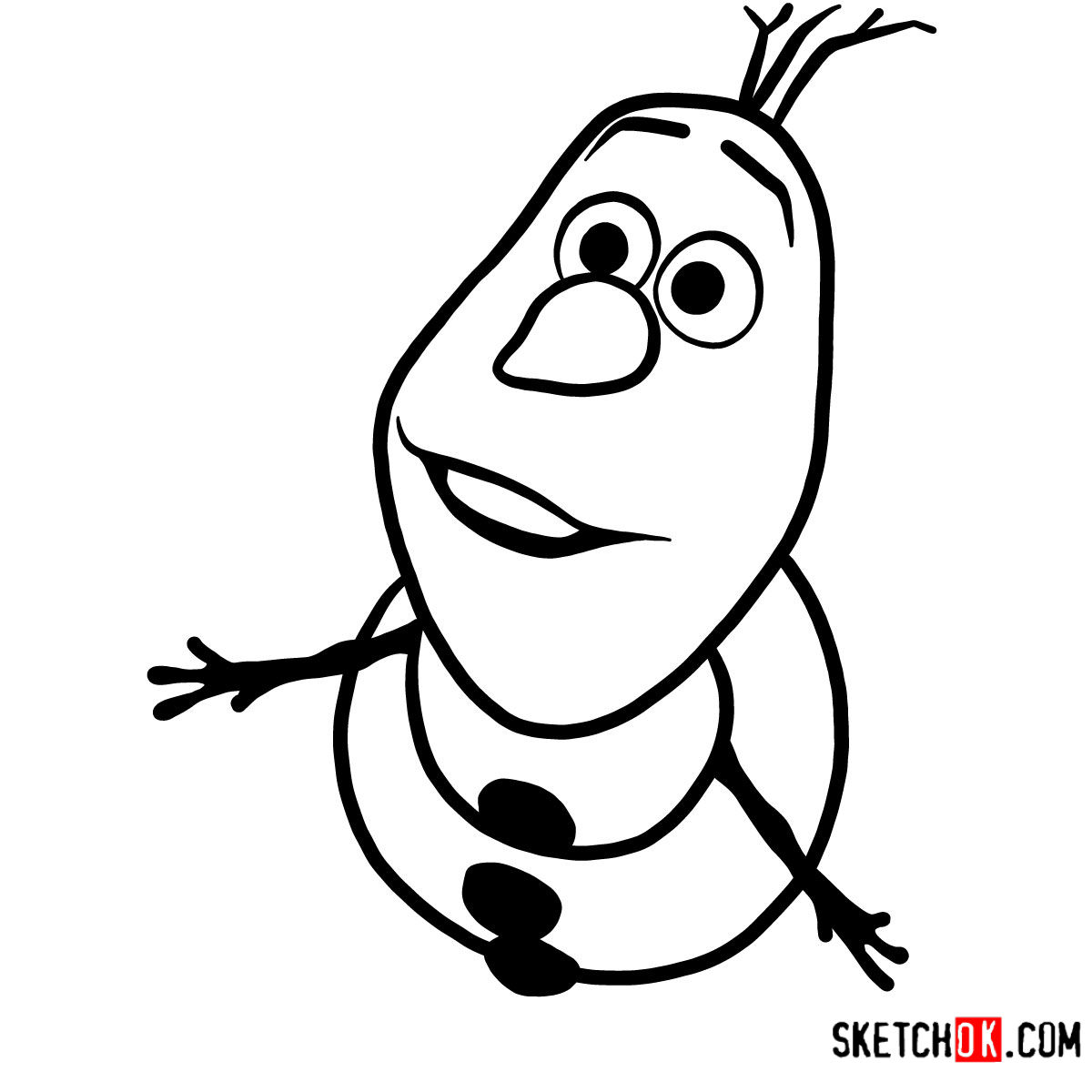 1200x1200 how to draw curious olaf the snowman - Olaf Drawing