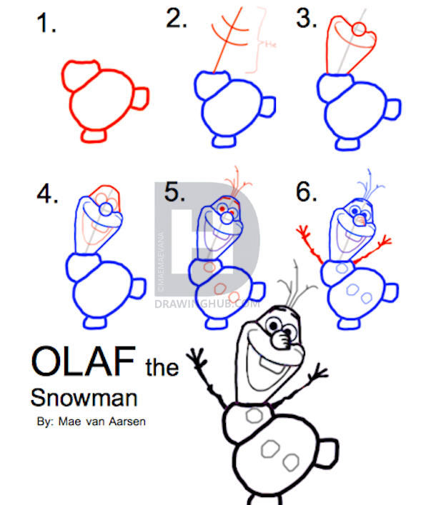 589x707 how to draw olaf the snowman, frozen, disney drawing - Olaf Drawing