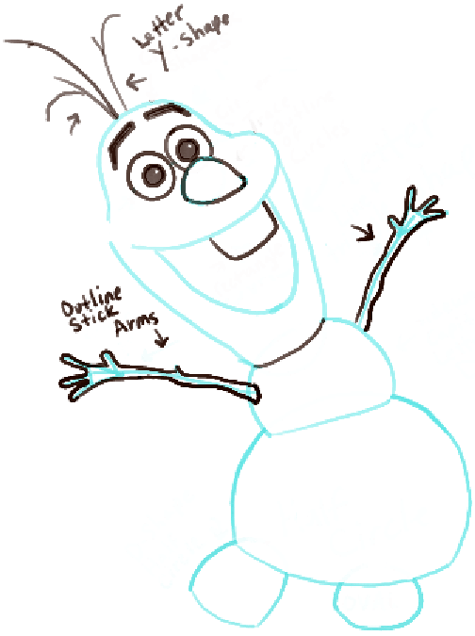 475x636 how to draw olaf the snowman from frozen with easy steps tutorial - Olaf Drawing Tutorial