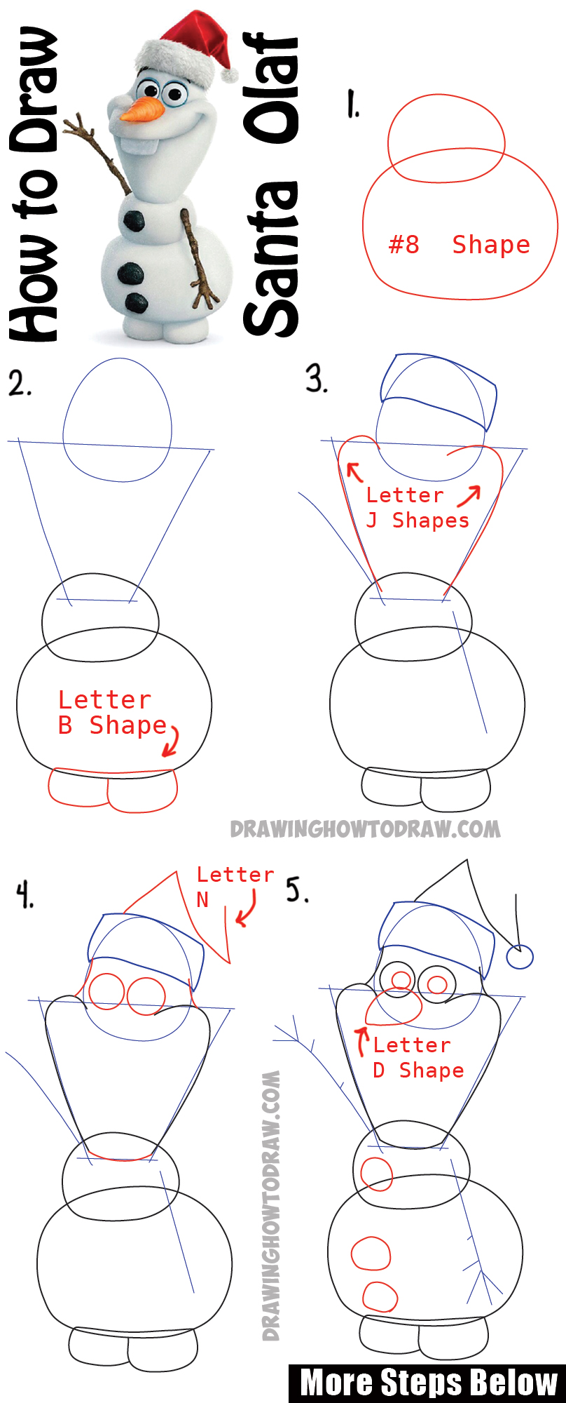 808x2000 How To Draw Olaf With Santa Claus Hat On Step - Olaf Drawing Tutorial